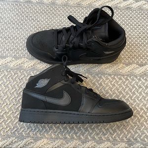 Black Leather and Suede Air Jordan 1s Mid